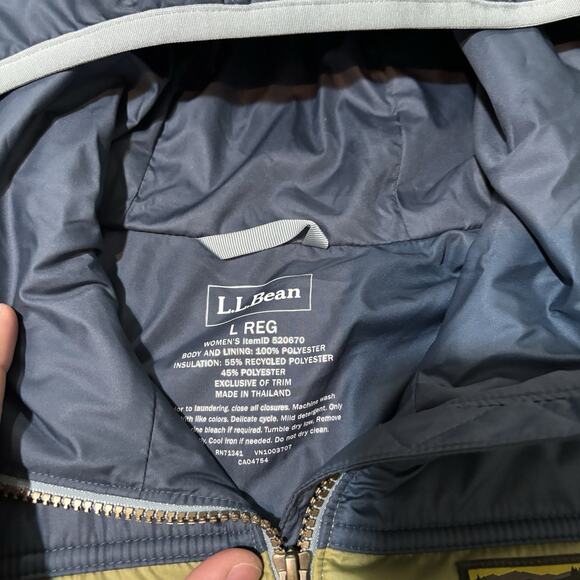 LL Bean Jacket Womens Large Mountain Classic Puffer Coat Colorblock 520670 - Picture 2 of 10
